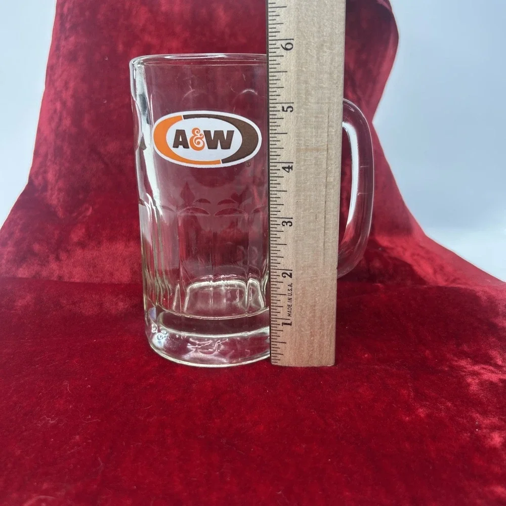 VTG 90s‎ A&W Root Beer Mug 6'' Tall Dimple Ribbed Thick Heavy Glass Big Handle